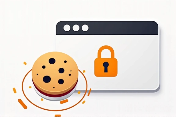 Ilustración de una galleta digital representando una cookie en un navegador web.